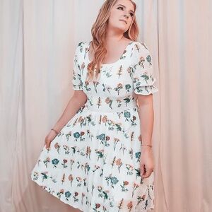 Floral Embroidered Cream Dress